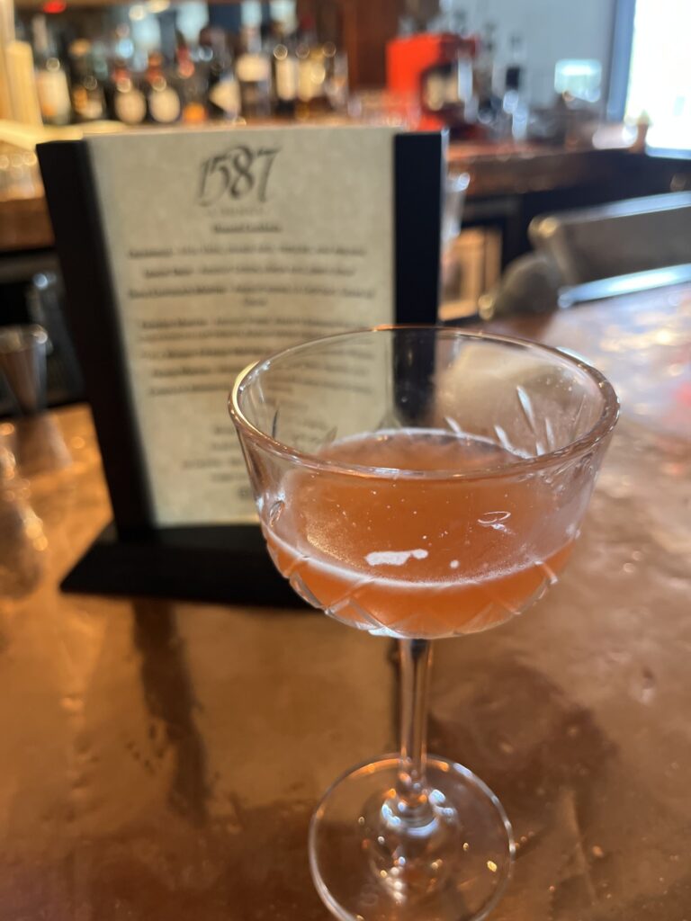 cocktail at 1587 bar in Manteo North Carolina